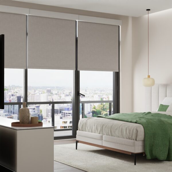 residential bedroom with blackout shades