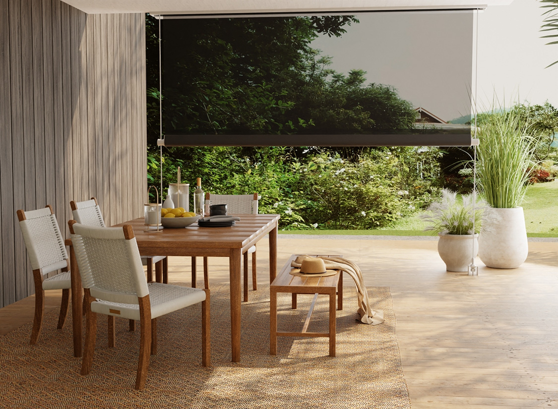custom patio shade on deck. summer solution for cooling patio